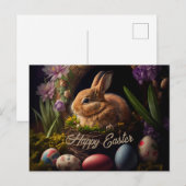 Easter Bunny in eggs nest cute ポストカード (正面/裏面)