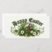 Easter Bunny In Floral Foliage シーズンカード (正面/裏面)