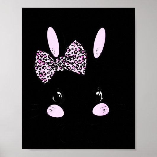 Easter Bunny Leopard Bow Tie Easter Day Women Girl ポスター (正面)