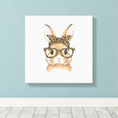 Easter Bunny Leopard Glasses Bandana Rabbit Women  キャンバスプリント (インサイチュ (ウッドフロア))