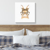 Easter Bunny Leopard Glasses Bandana Rabbit Women  キャンバスプリント (インサイチュ (寝室))