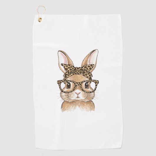 Easter Bunny Leopard Glasses Bandana Rabbit Women  ゴルフタオル (正面)