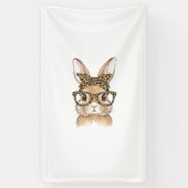 Easter Bunny Leopard Glasses Bandana Rabbit Women  横断幕 (縦)