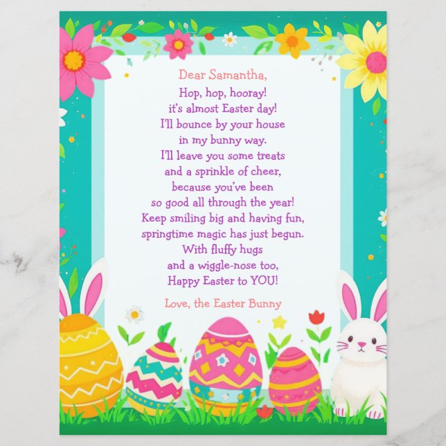 Easter Bunny Letter and Question Game for Children (正面)