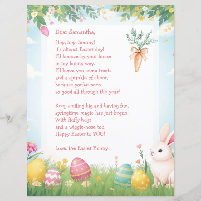 Easter Bunny Letter and Question Game for Children (正面)