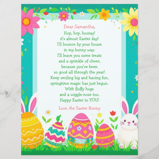 Easter Bunny Letter and Question Game for Children (正面)
