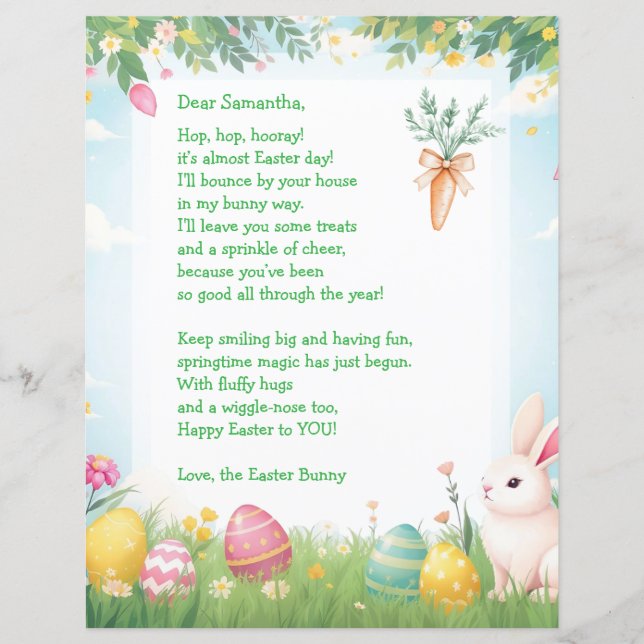 Easter Bunny Letter and Question Game for Children (正面)