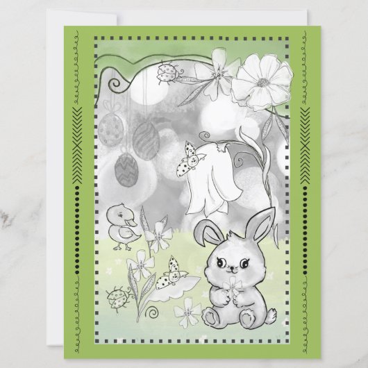 Easter Bunny Letter & Coloring Page - Funky Meadow (裏面)