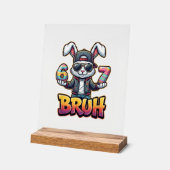 Easter Bunny Meme Bruh  Funny 6 7 Easter Eggs Desi アクリルサイン (傾斜)