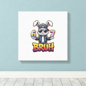 Easter Bunny Meme Bruh  Funny 6 7 Easter Eggs Desi キャンバスプリント (インサイチュ (ウッドフロア))