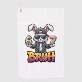 Easter Bunny Meme Bruh  Funny 6 7 Easter Eggs Desi ゴルフタオル (正面)