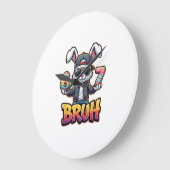 Easter Bunny Meme Bruh  Funny 6 7 Easter Eggs Desi ラージ壁時計 (傾斜)