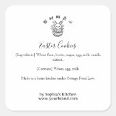 Easter Bunny Minimalist Bakery Ingredient Product スクエアシール (正面)