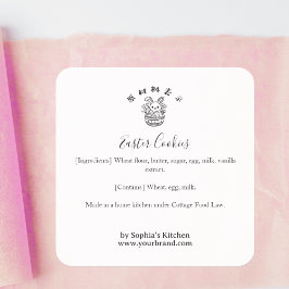 Easter Bunny Minimalist Bakery Ingredient Product スクエアシール