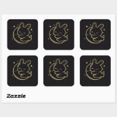 Easter Bunny Moon Gold Line Art Sticker スクエアシール (シート)