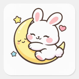 Easter Bunny Moon Sticker | Spring Gift Idea スクエアシール