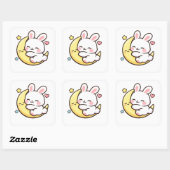 Easter Bunny Moon Sticker | Spring Gift Idea スクエアシール (シート)
