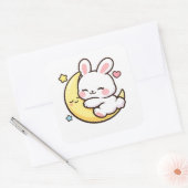 Easter Bunny Moon Sticker | Spring Gift Idea スクエアシール (封筒)