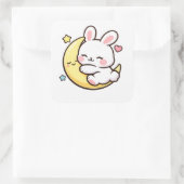 Easter Bunny Moon Sticker | Spring Gift Idea スクエアシール (バッグ)
