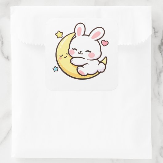Easter Bunny Moon Sticker | Spring Gift Idea スクエアシール (バッグ)