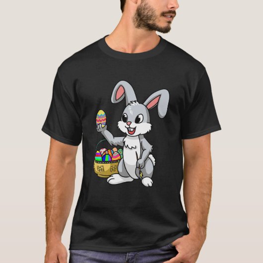 Easter Bunny Painting Eggs Kids Cute Bunny Easter Tシャツ (正面)