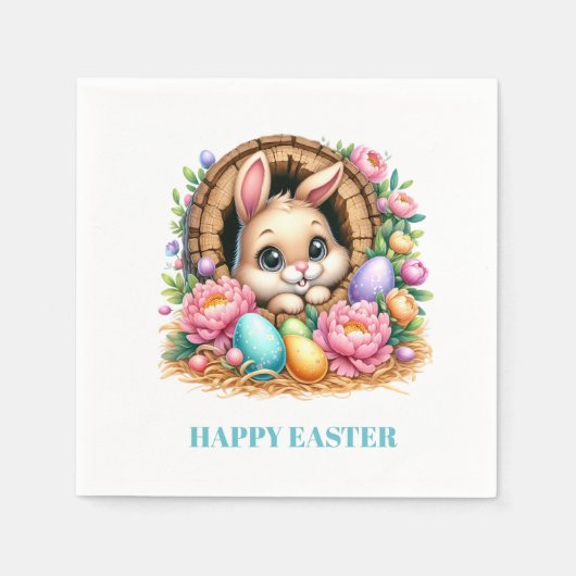 Easter Bunny Paper Napkins スタンダードカクテルナプキン (正面)