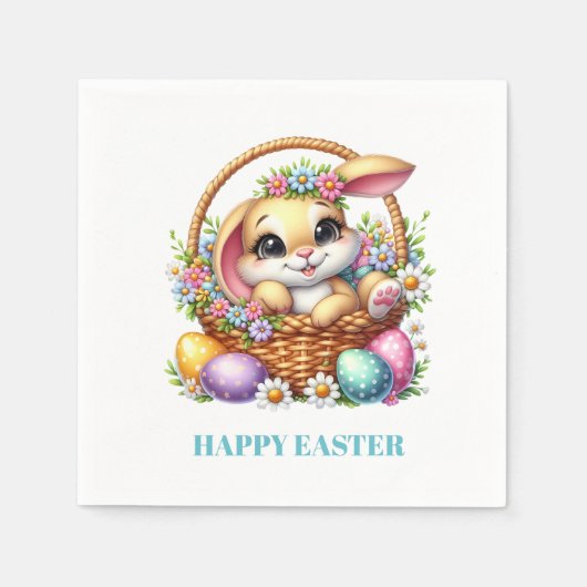 Easter Bunny Paper Napkins スタンダードカクテルナプキン (正面)