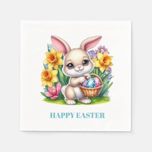 Easter Bunny Paper Napkins スタンダードカクテルナプキン (正面)