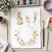 Easter Bunny Pastel Wildflowers w Yellow Ribbons スタンダードランチョンナプキン
