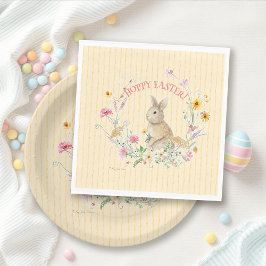 Easter Bunny Pastel Wildflowers w Yellow Ribbons スタンダードランチョンナプキン