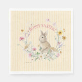 Easter Bunny Pastel Wildflowers w Yellow Ribbons スタンダードランチョンナプキン (正面)