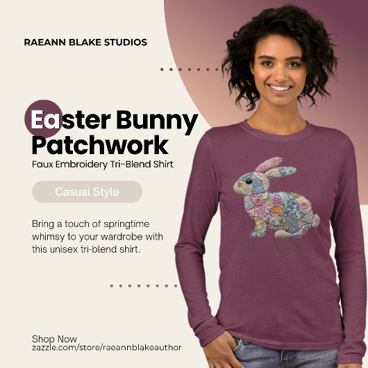Easter Bunny Patchwork Faux Embroidery トライブレンドＴシャツ