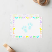 Easter Bunny Paw Print Pattern Blank ノートカード (正面/裏面インサイチュ)