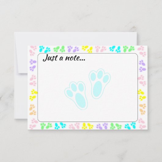 Easter Bunny Paw Print Pattern Just a Note ノートカード (正面)