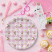 Easter Bunny Pink Gingham ペーパープレート (パーティー)