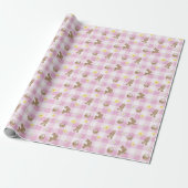 Easter Bunny Pink Gingham Wrapping Paper ラッピングペーパー (アンロールド)