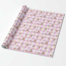 Easter Bunny Pink Gingham Wrapping Paper ラッピングペーパー
