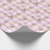 Easter Bunny Pink Gingham Wrapping Paper ラッピングペーパー (角)