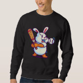 Easter Bunny Playing Baseball Baseball Easter スウェットシャツ (正面)