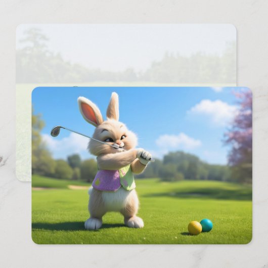Easter Bunny Playing Golf in the Lowcountry シーズンカード (正面/裏面)