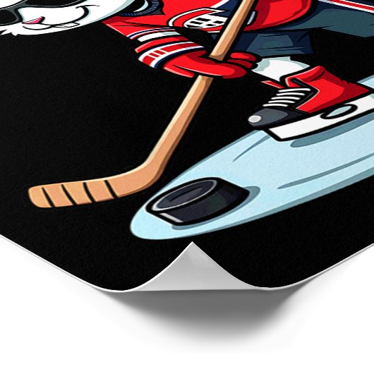Easter Bunny Playing Hockey  ポスター (角)