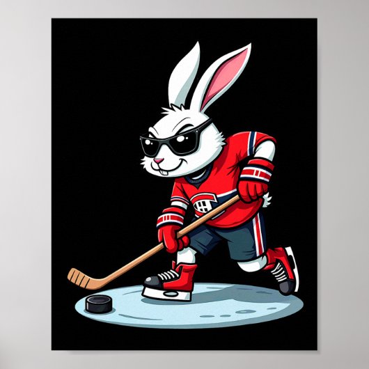 Easter Bunny Playing Hockey  ポスター (正面)