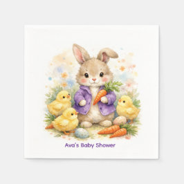 Easter Bunny Purple Jacket Baby Shower スタンダードカクテルナプキン