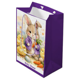 Easter Bunny Purple Jacket Baby Shower ミディアムペーパーバッグ
