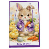 Easter Bunny Purple Jacket Baby Shower ミディアムペーパーバッグ (正面)