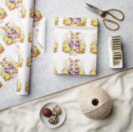 Easter Bunny Purple Jacket Baby Shower ラッピングペーパー