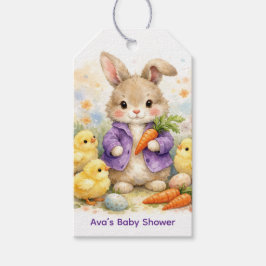 Easter Bunny Purple Jacket Baby Shower Thank You ギフトタグ