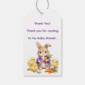 Easter Bunny Purple Jacket Baby Shower Thank You ギフトタグ (裏面)