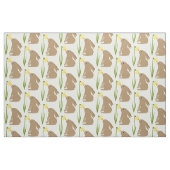 Easter Bunny Rabbit and Daffodil flower ファブリック (ファットクウォーター)