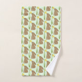 Easter Bunny Rabbit and Daffodil flower Patterned バスタオルセット (ハンドタオル)